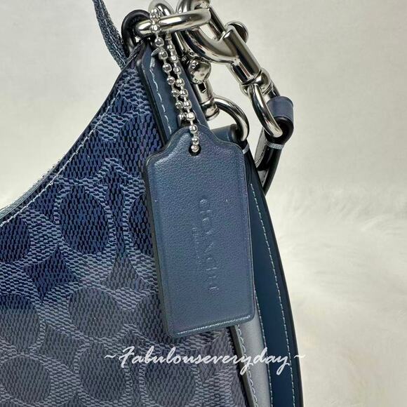 Coach Teri Hobo Crossbody Shoulder Bag In Signature Canvas CAK28 Dark Denim NWT - Picture 6 of 10